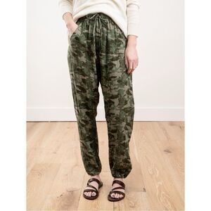 Sundays Green Camo Print Gauze Korda Jogger Sz 3 / L Preppy Bohemian Comfy Cozy